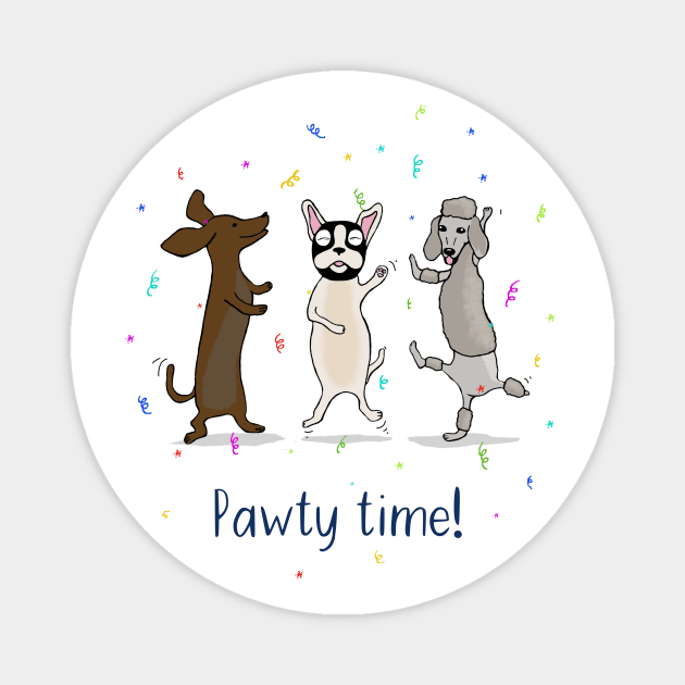 Dancing Dogs Print - Pawty Time! Magnet by Maddybennettart